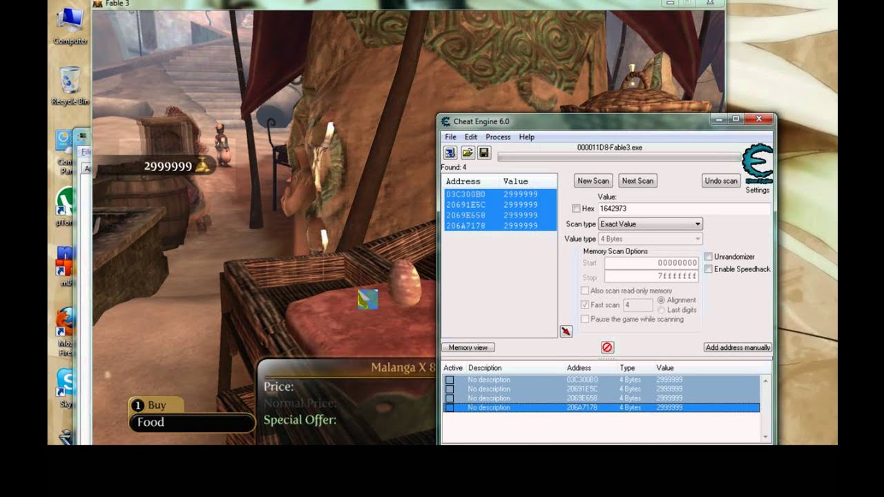 using cheat engine on rogue fable iii